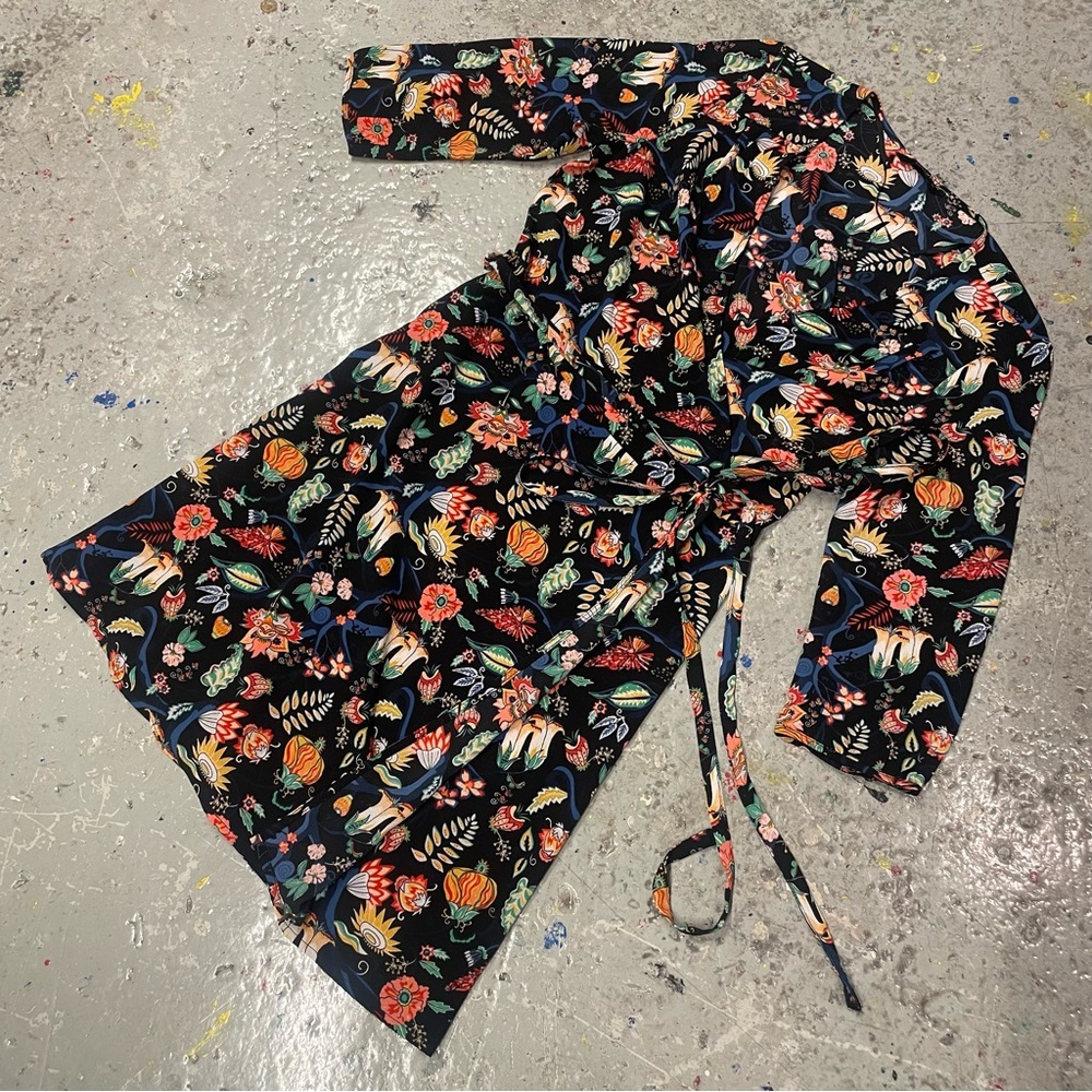 Only Floral Paisley Wrap Dress Size 36 (XS/S) Long Sleeve